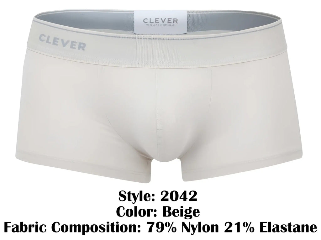 Beige clever 2042 Mendoza trunks made from 79 percent nylon and 21 percent elastane men’s briefs front view