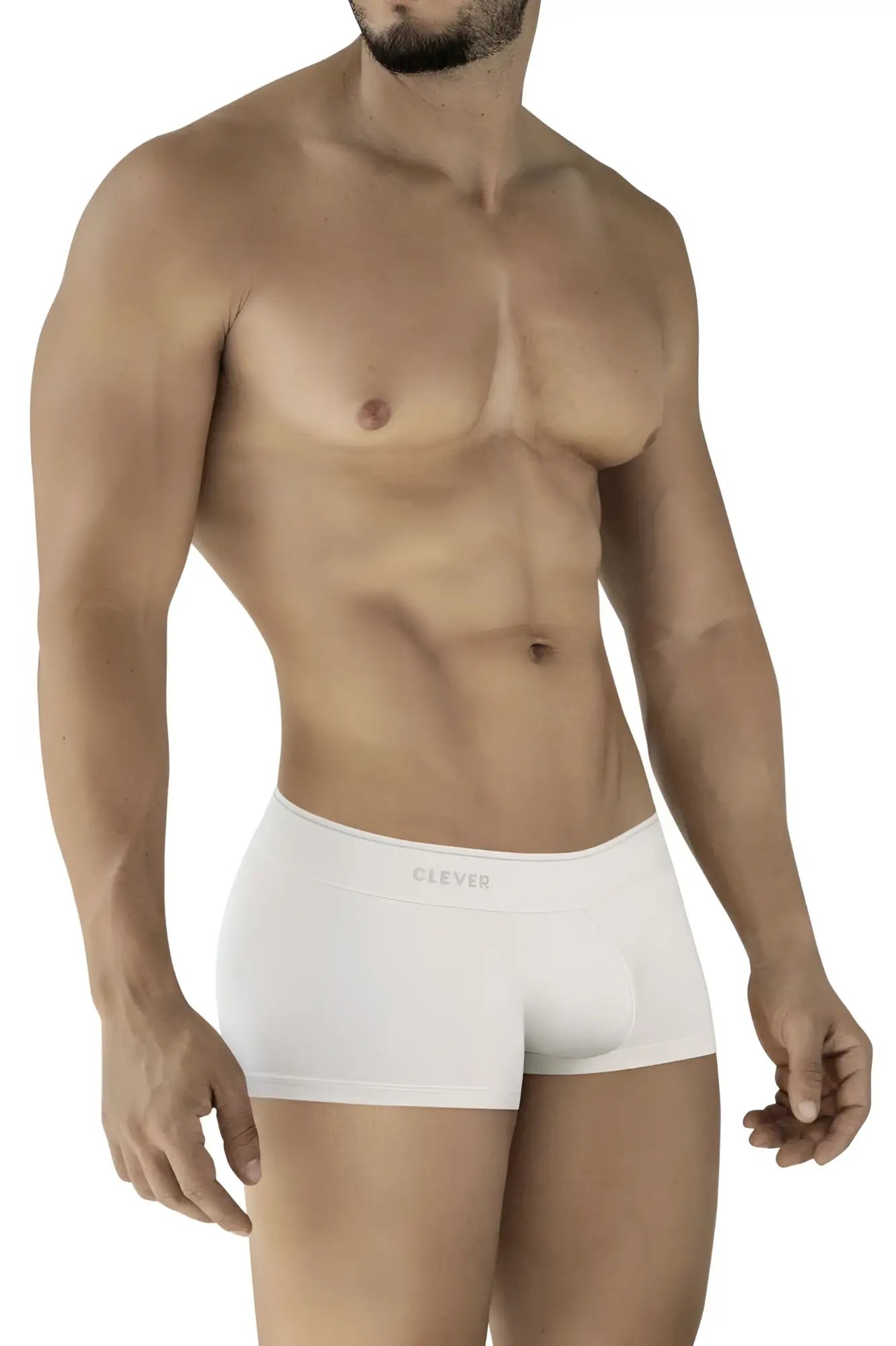 Beige cotton clever 2042 mendoza trunks with subtle clever logo on waistband for comfortable everyday wear