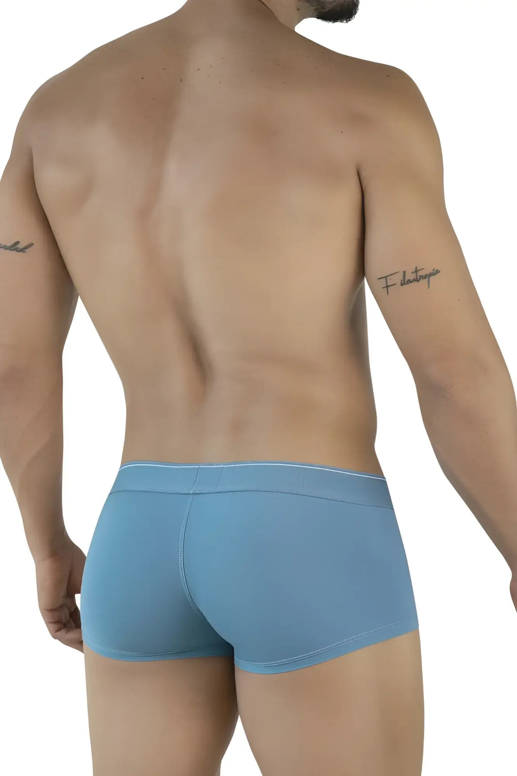 Light blue clever 2042 mendoza trunks boxer briefs with subtle white trim along the waistband