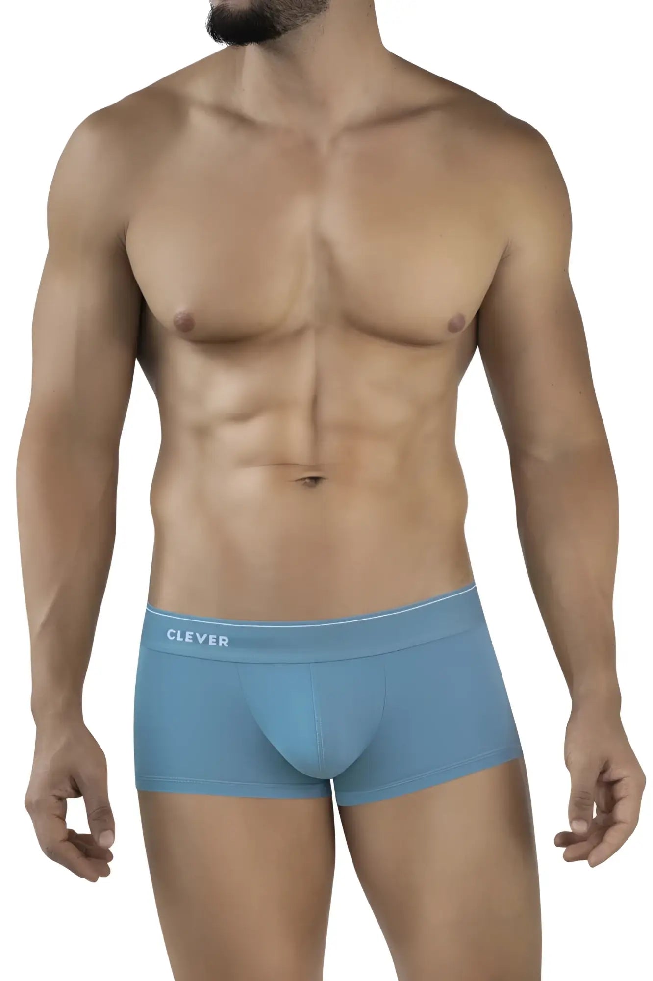 Light blue clever 2042 mendoza trunks for men with subtle white trim along the waistband for comfort and style