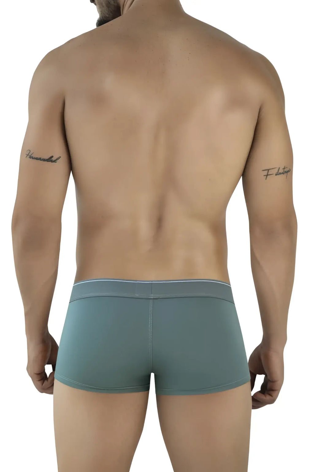 Teal-colored clever 2042 mendoza trunks boxer briefs with subtle white waistband trim in form-fitting design