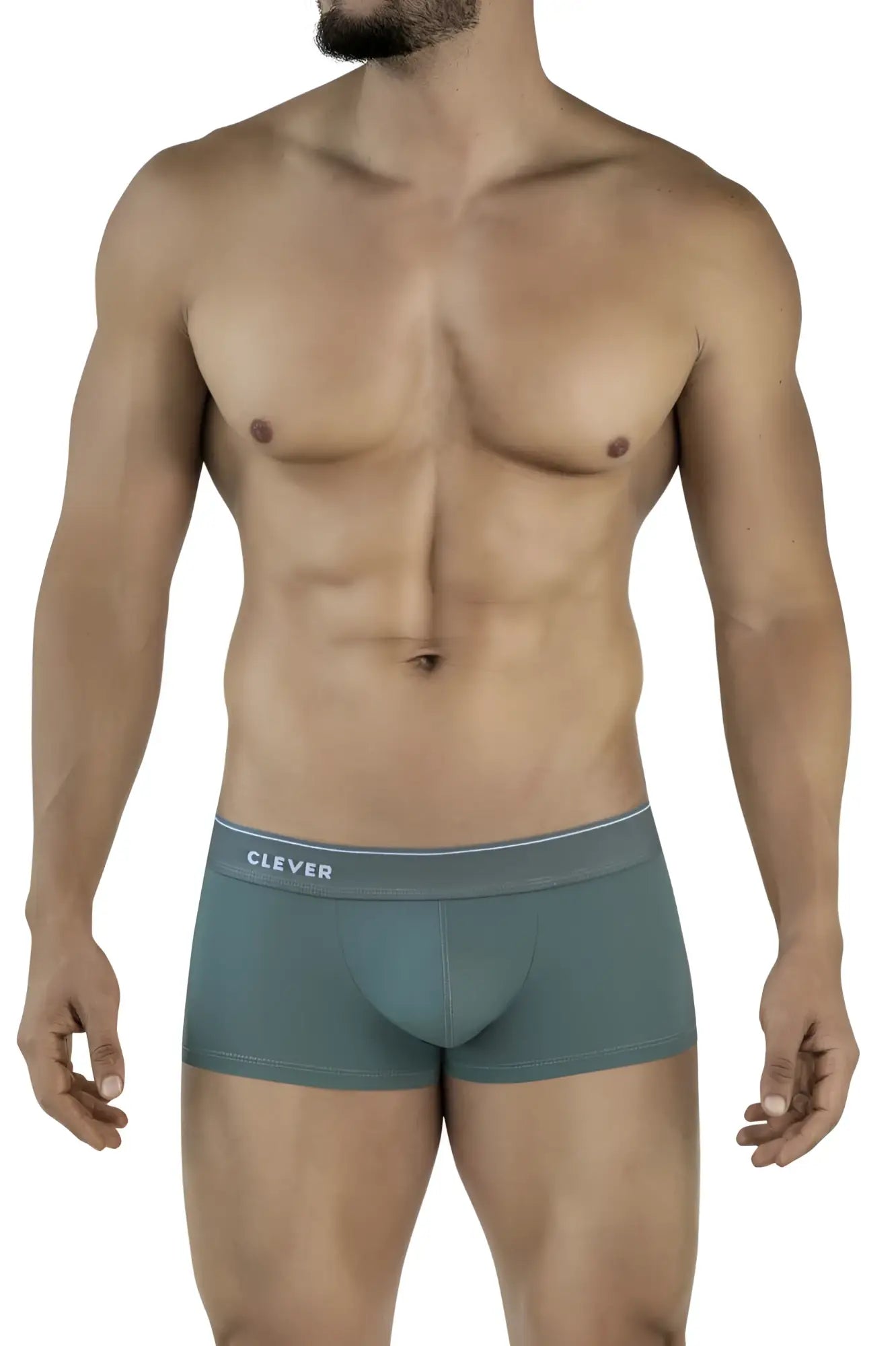 Teal color clever 2042 Mendoza trunks form-fitting boxer briefs with white waistband for comfortable everyday wear