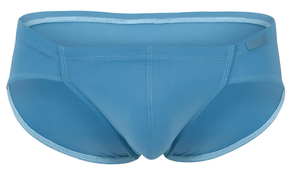 Light blue clever 2043 Mendoza briefs with subtle textured fabric and matching waistband trim for swimwear use