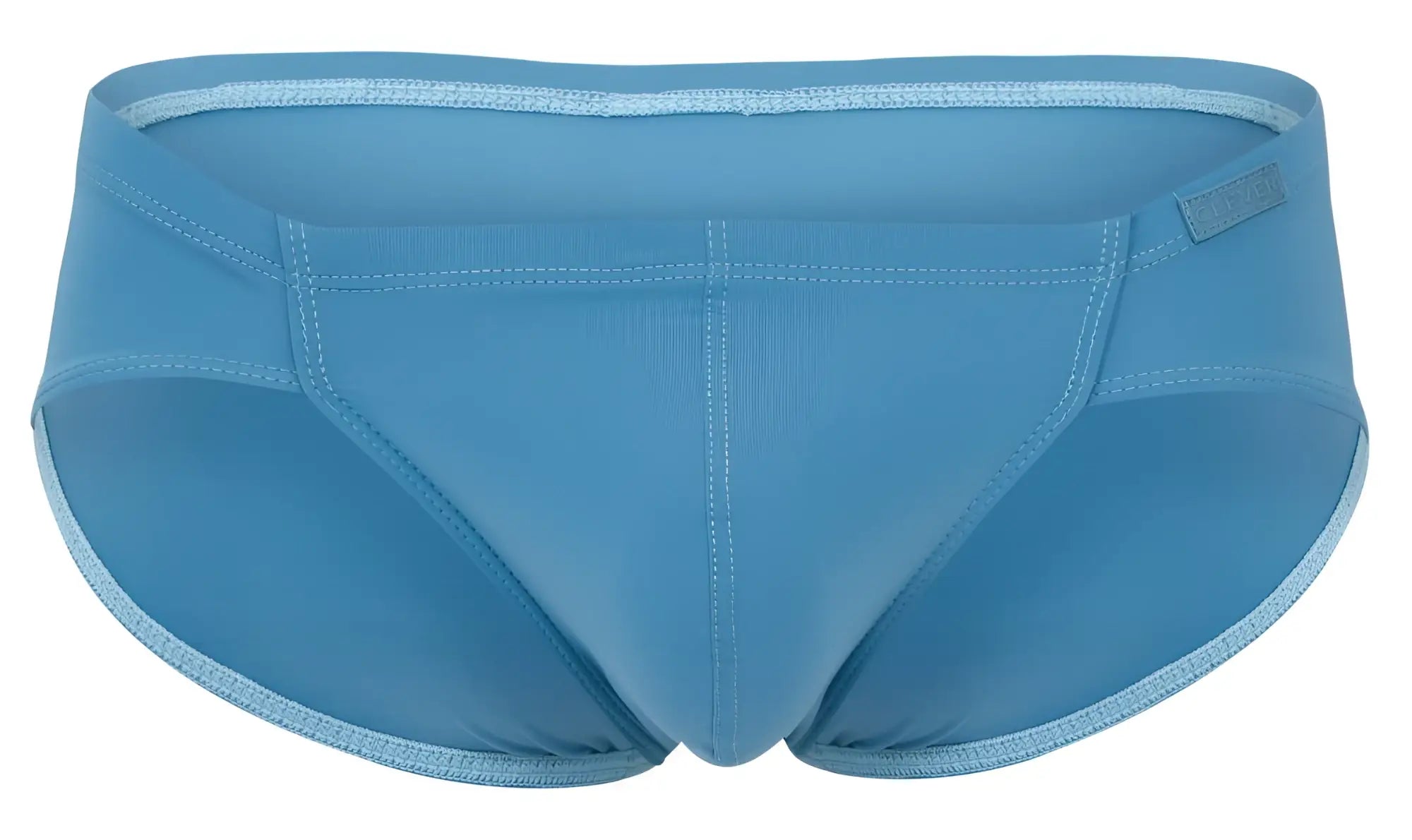Light blue clever 2043 Mendoza briefs with subtle textured fabric and matching waistband trim for swimwear use