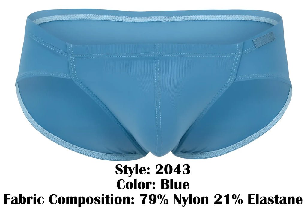 Blue clever 2043 mendoza briefs made of 79 nylon 21 elastane with subtle ribbed texture and light blue trim
