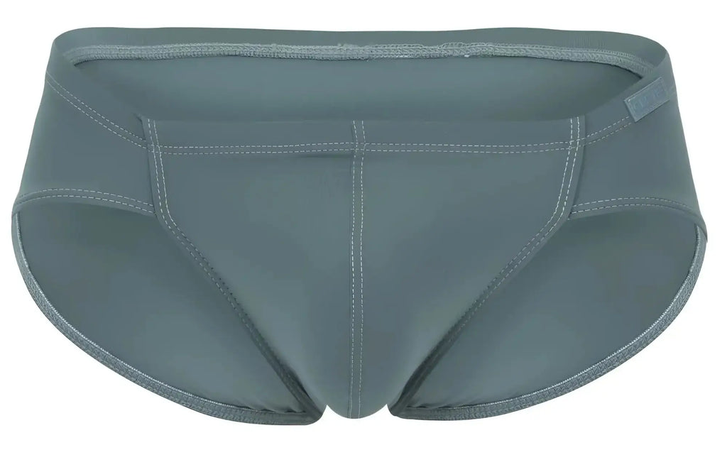 A sleek slate-gray clever 2043 Mendoza brief with smooth stretchy fabric and subtle stitching along the seams