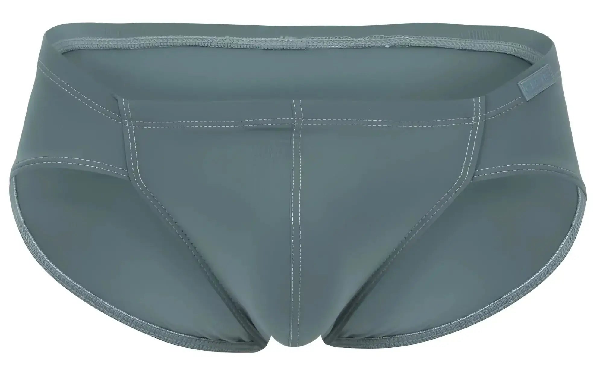 A sleek slate-gray clever 2043 Mendoza brief with smooth stretchy fabric and subtle stitching along the seams