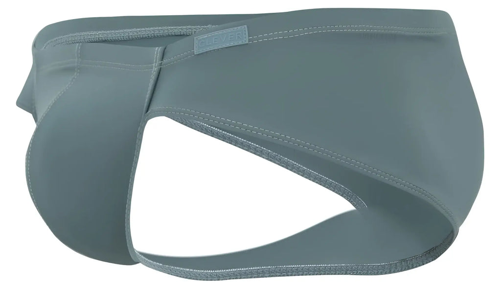 Gray sleek form-fitting clever 2043 mendoza briefs with subtle brand tag on waistband in green color