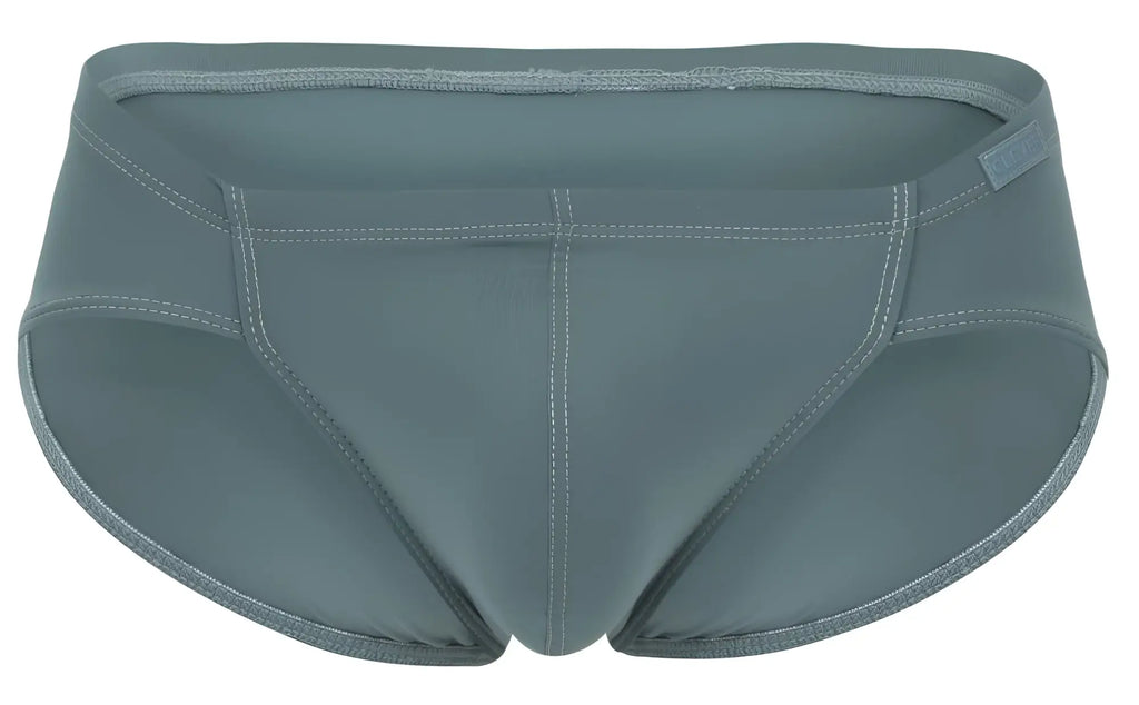 A sleek slate-gray clever 2043 Mendoza brief with smooth stretchy fabric and subtle stitching along the seams