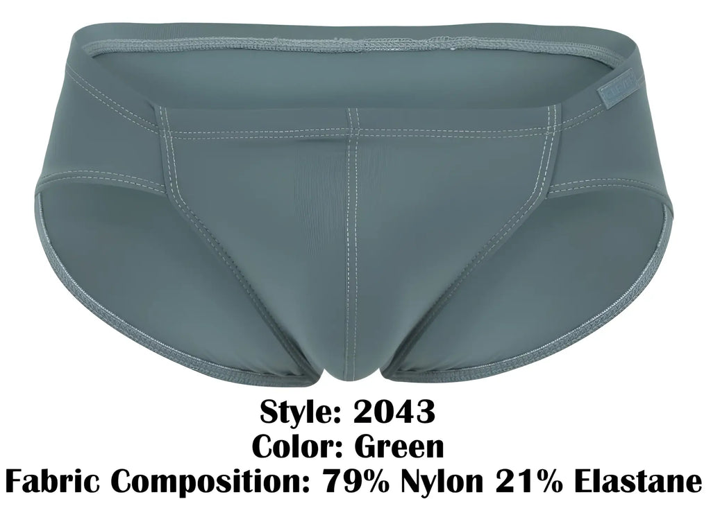A sleek green clever 2043 mendoza brief made from smooth nylon and elastane blend fabric for comfortable wear