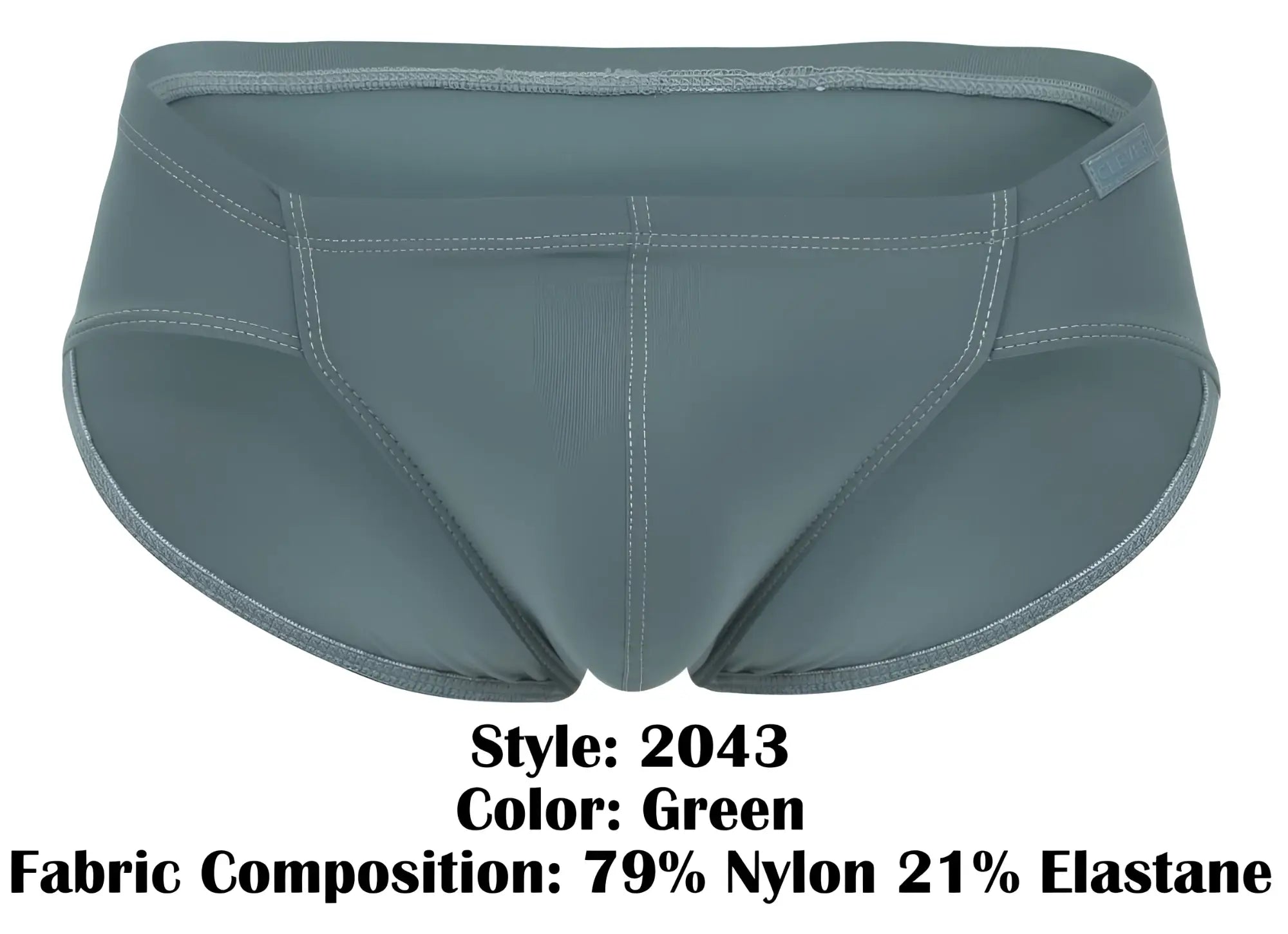 A sleek green clever 2043 mendoza brief made from smooth nylon and elastane blend fabric for comfortable wear