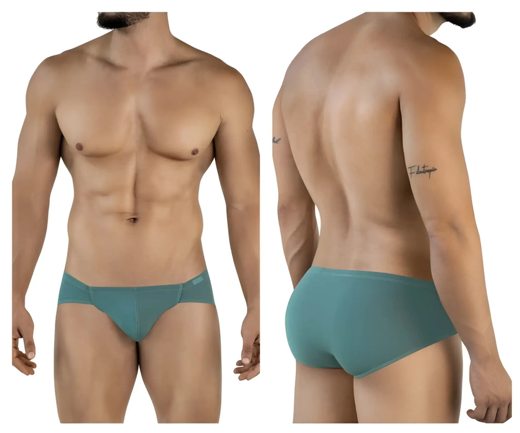 Teal clever 2043 mendoza briefs for men with smooth form-fitting fabric and subtle waistband branding in green