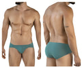 Teal clever 2043 mendoza briefs for men with smooth form-fitting fabric and subtle waistband branding in green