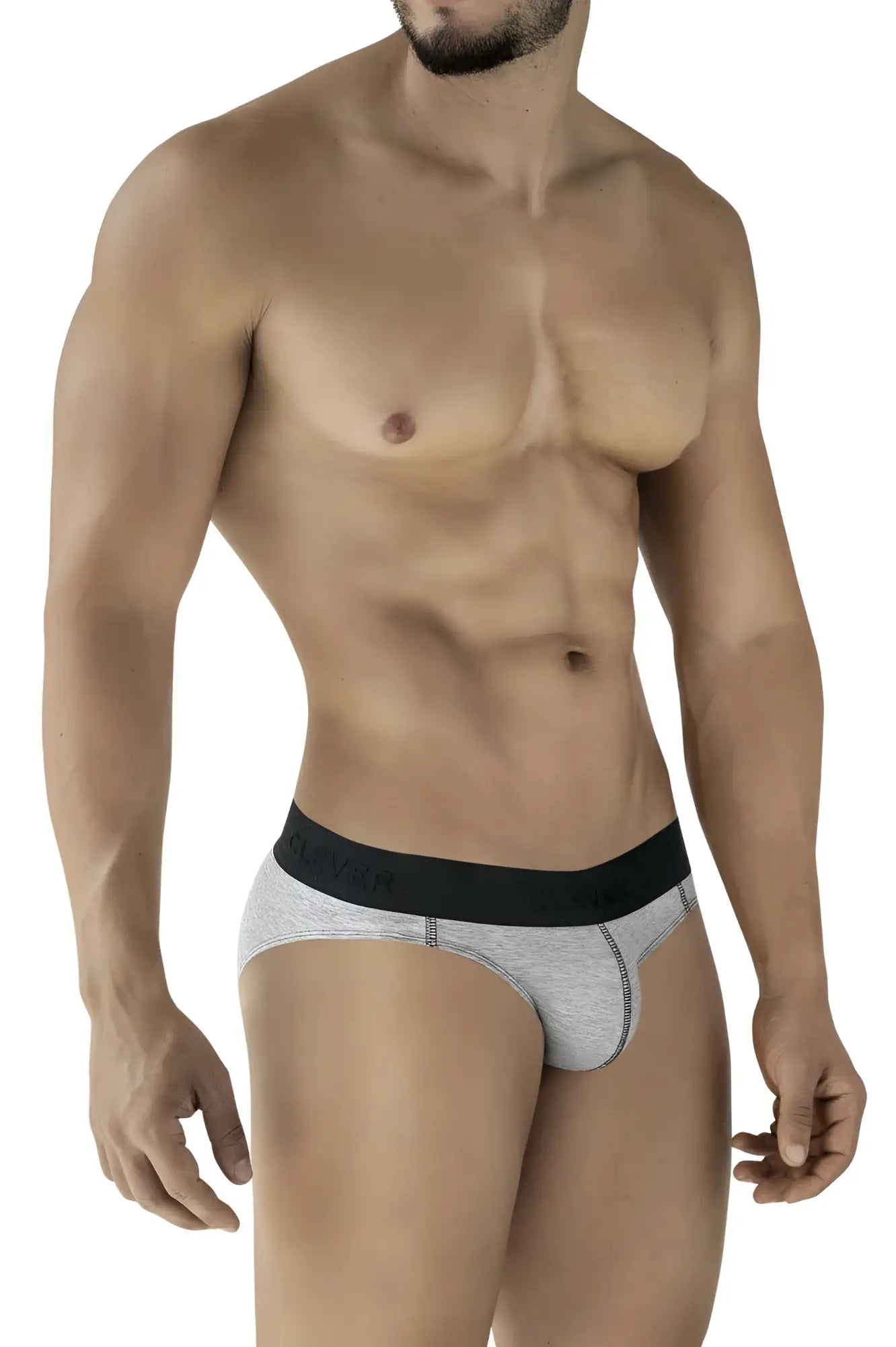 Gray heathered clever 2045 catamarca briefs with black elastic waistband made from soft breathable fabric