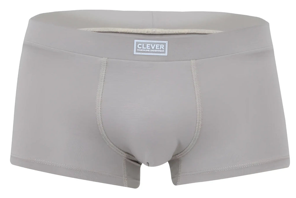 Clever 2047 cordoba trunks in sand color feature subtle textured fabric and branded waistband label for men