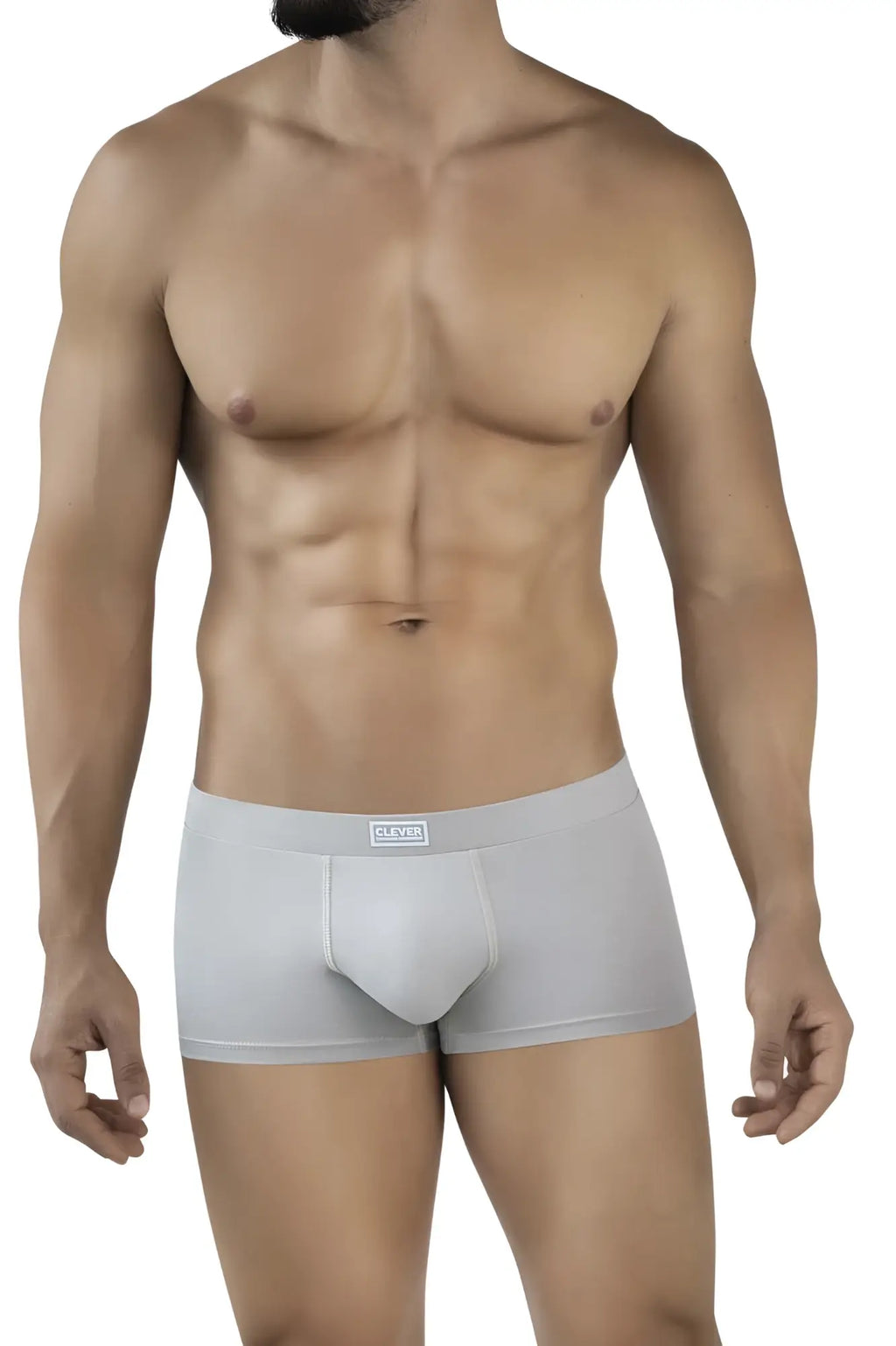 Light gray seamless clever 2047 cordoba trunks with subtle clever label on waistband in color sand