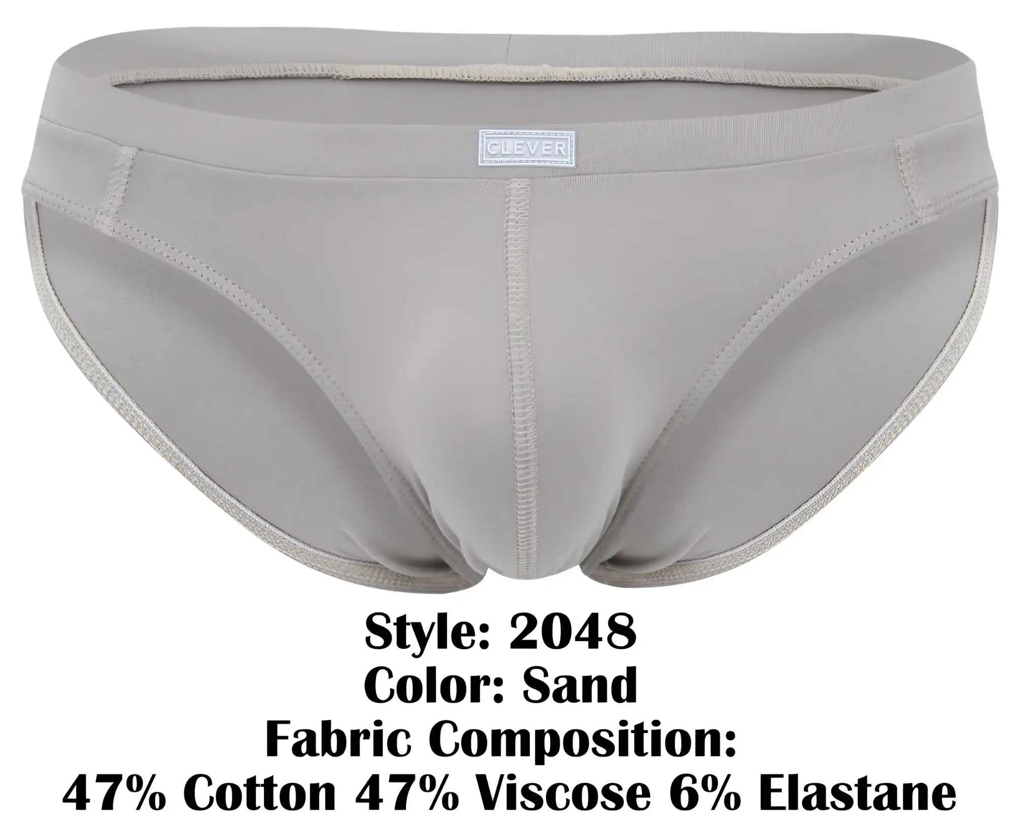 Sand-colored clever 2048 cordoba men’s briefs made from cotton viscose and elastane blend showing front view