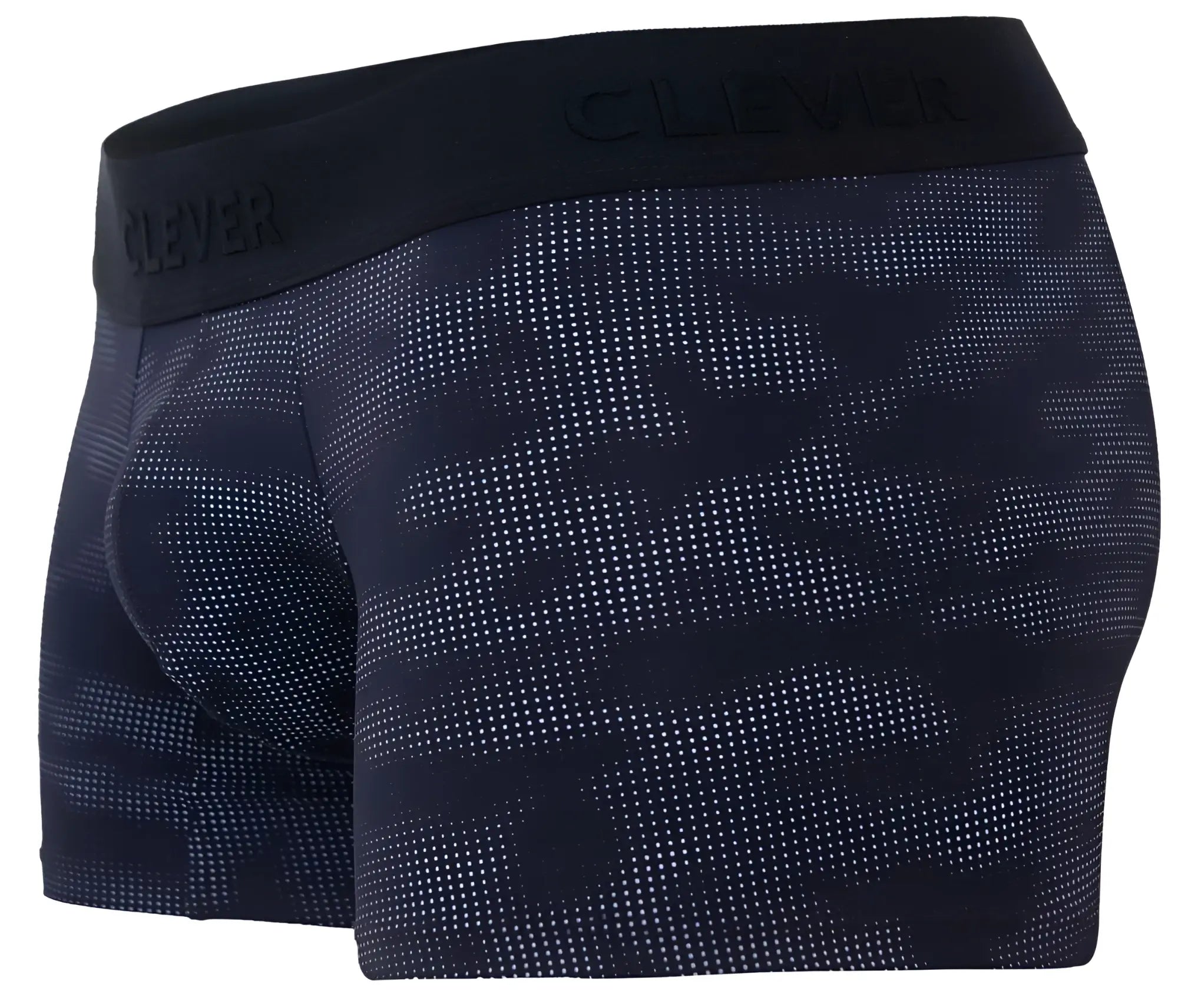 Black clever 2052 militar trunks boxer briefs with subtle dot camouflage pattern and embossed waistband logo