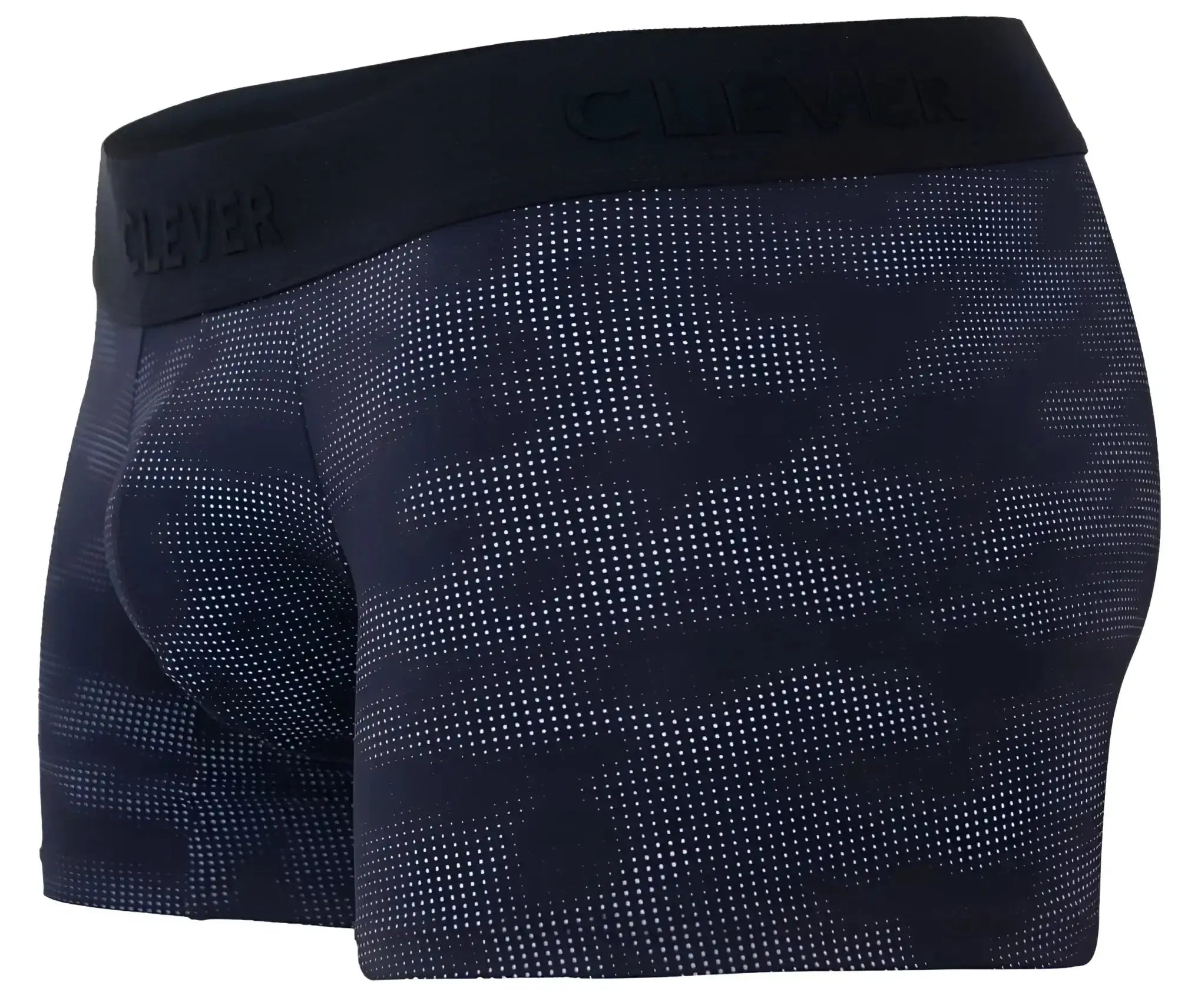 Black clever 2052 militar trunks boxer briefs with subtle dot camouflage pattern and embossed waistband logo