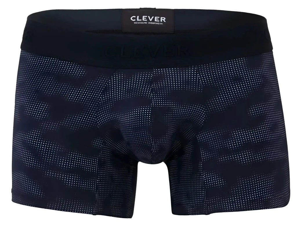 Black clever 2052 militar boxer briefs with subtle navy blue dot camouflage pattern for everyday comfort