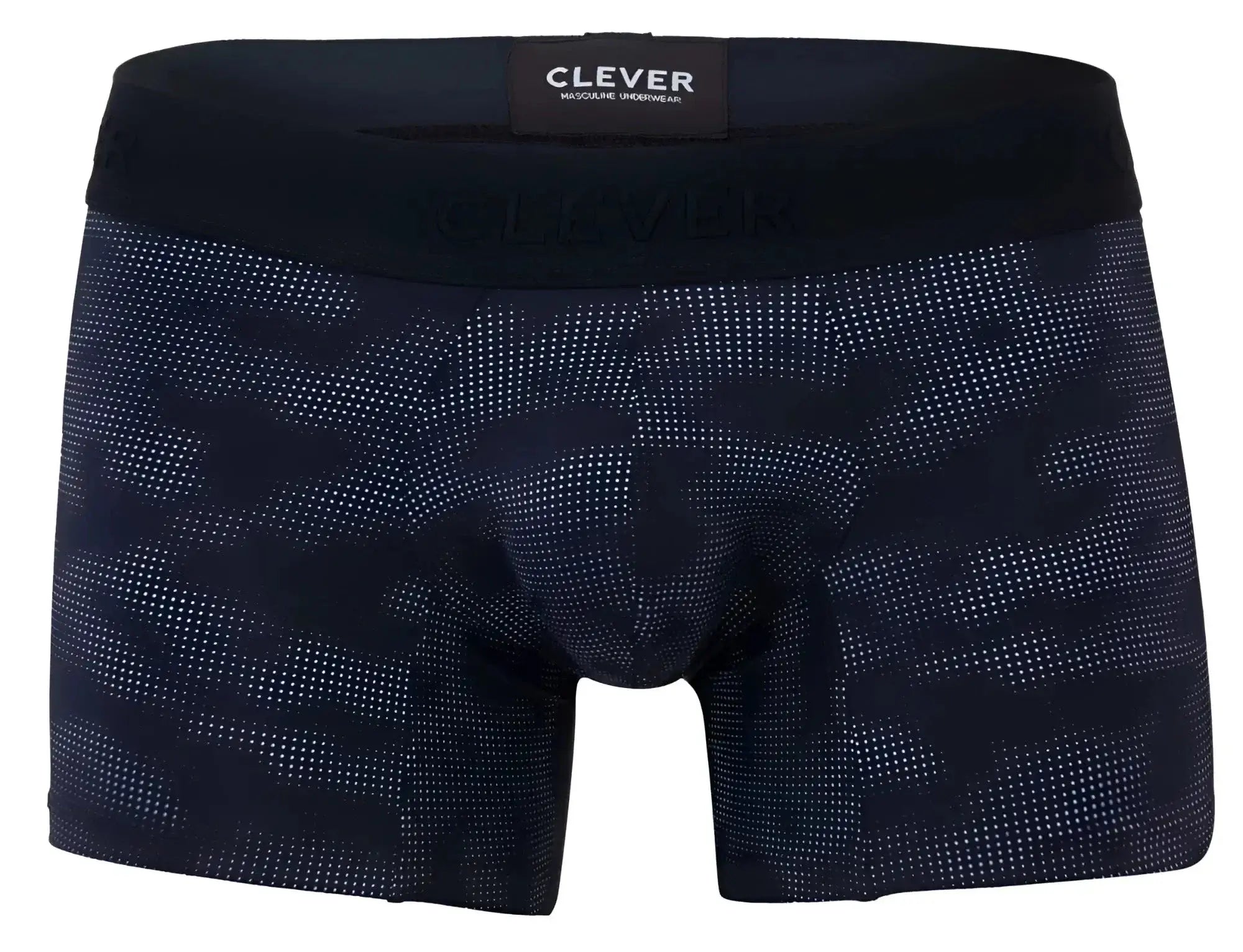 Black clever 2052 militar boxer briefs with subtle navy blue dot camouflage pattern for everyday comfort