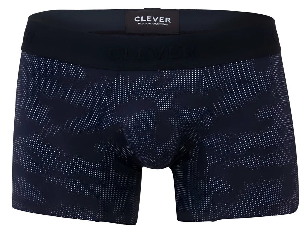 Black clever 2052 militar boxer briefs with subtle navy blue dot camouflage pattern for everyday comfort