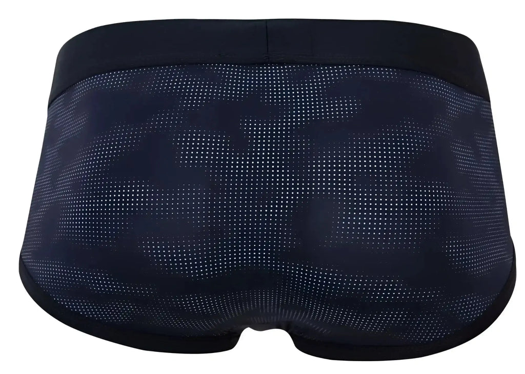Dark navy clever 2053 militar briefs with subtle dotted camouflage pattern and solid black elastic waistband