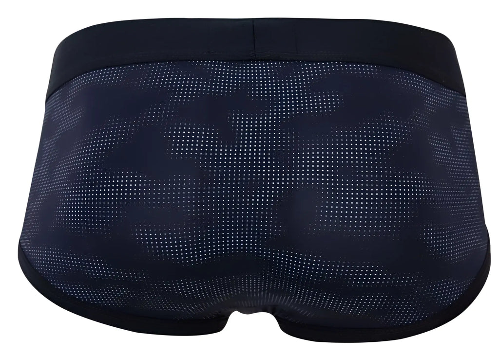 Dark navy clever 2053 militar briefs with subtle dotted camouflage pattern and solid black elastic waistband