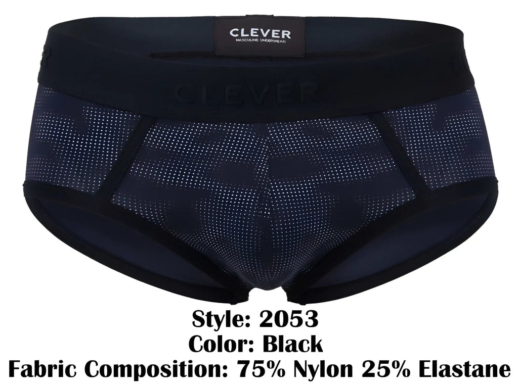 Black clever 2053 militar briefs with subtle dot-patterned mesh design and elastic waistband for comfortable fit
