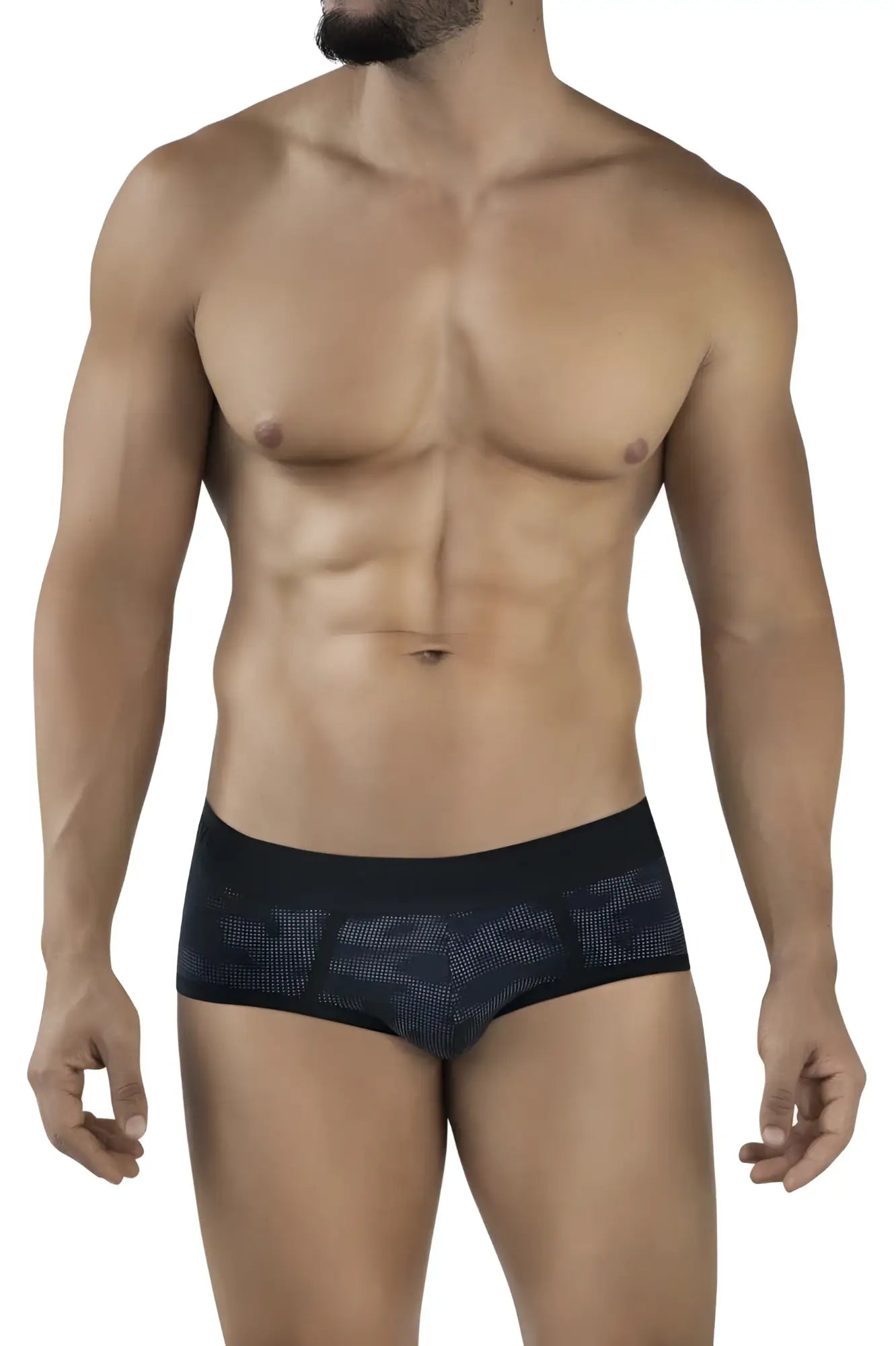 Black clever 2053 militar briefs featuring breathable black mesh with a subtle geometric pattern