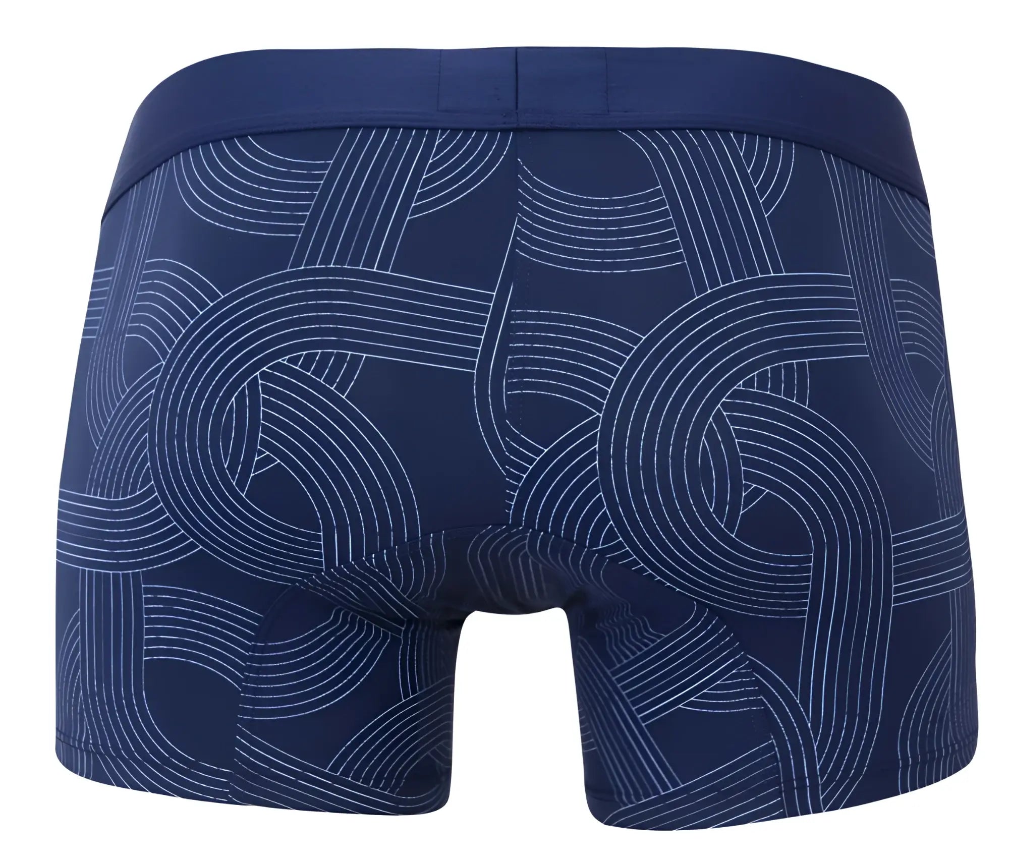 Navy blue clever 2054 trunks with white geometric line pattern made from breathable fabric for comfortable wear