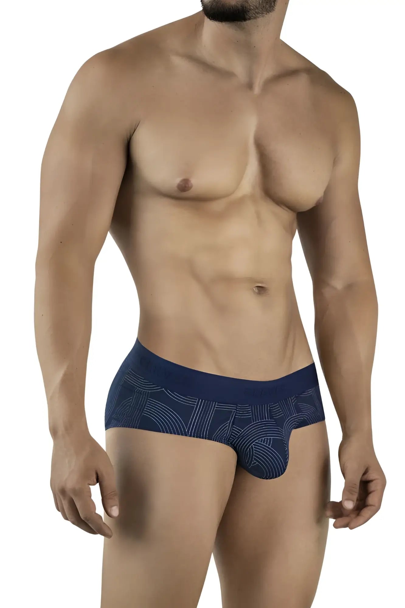 Navy blue briefs with subtle lighter blue geometric pattern clever 2055 in dark blue for comfortable everyday wear