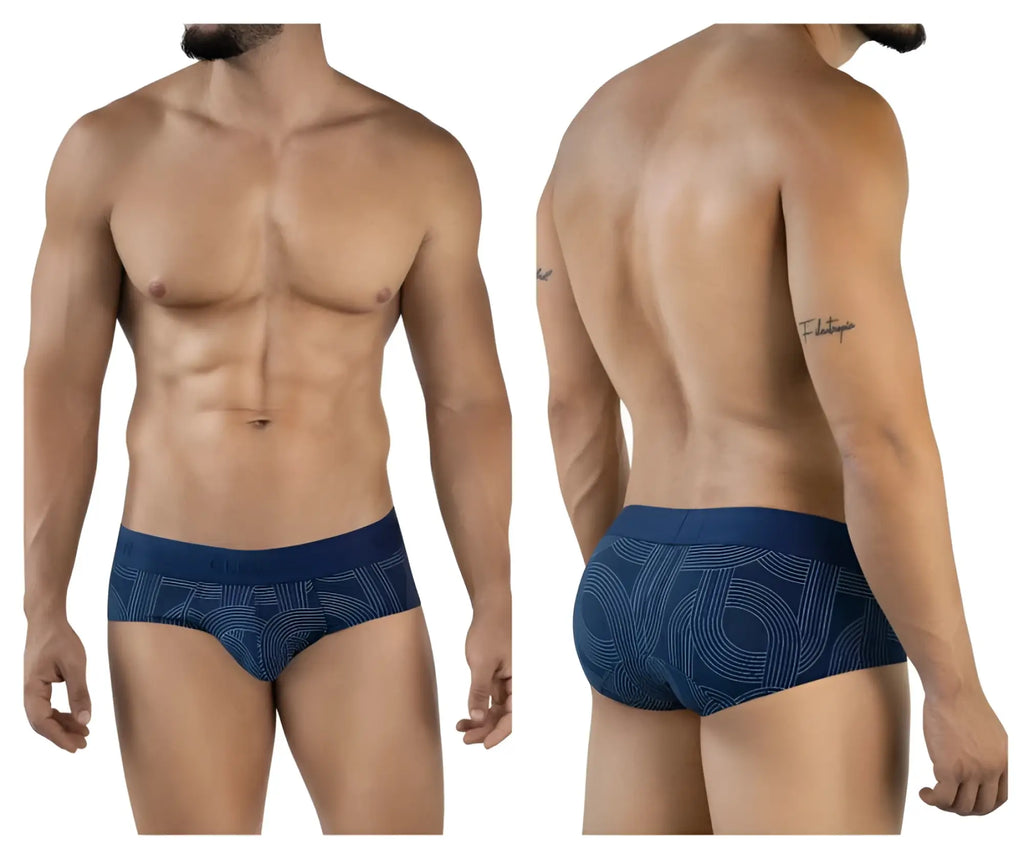 Navy briefs with a subtle lighter blue geometric pattern from Clever 2055 in dark blue color