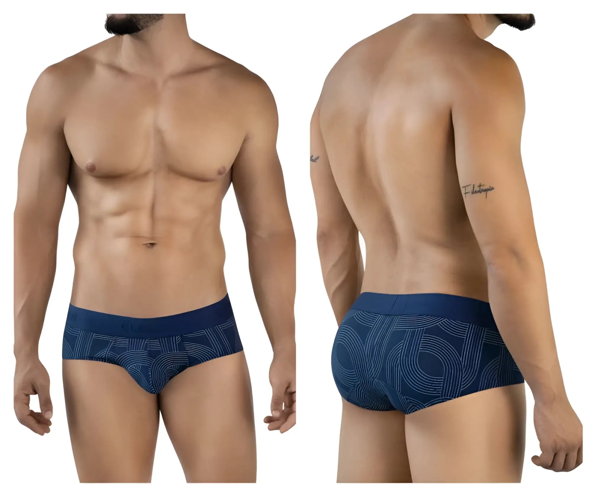 Navy briefs with a subtle lighter blue geometric pattern from Clever 2055 in dark blue color