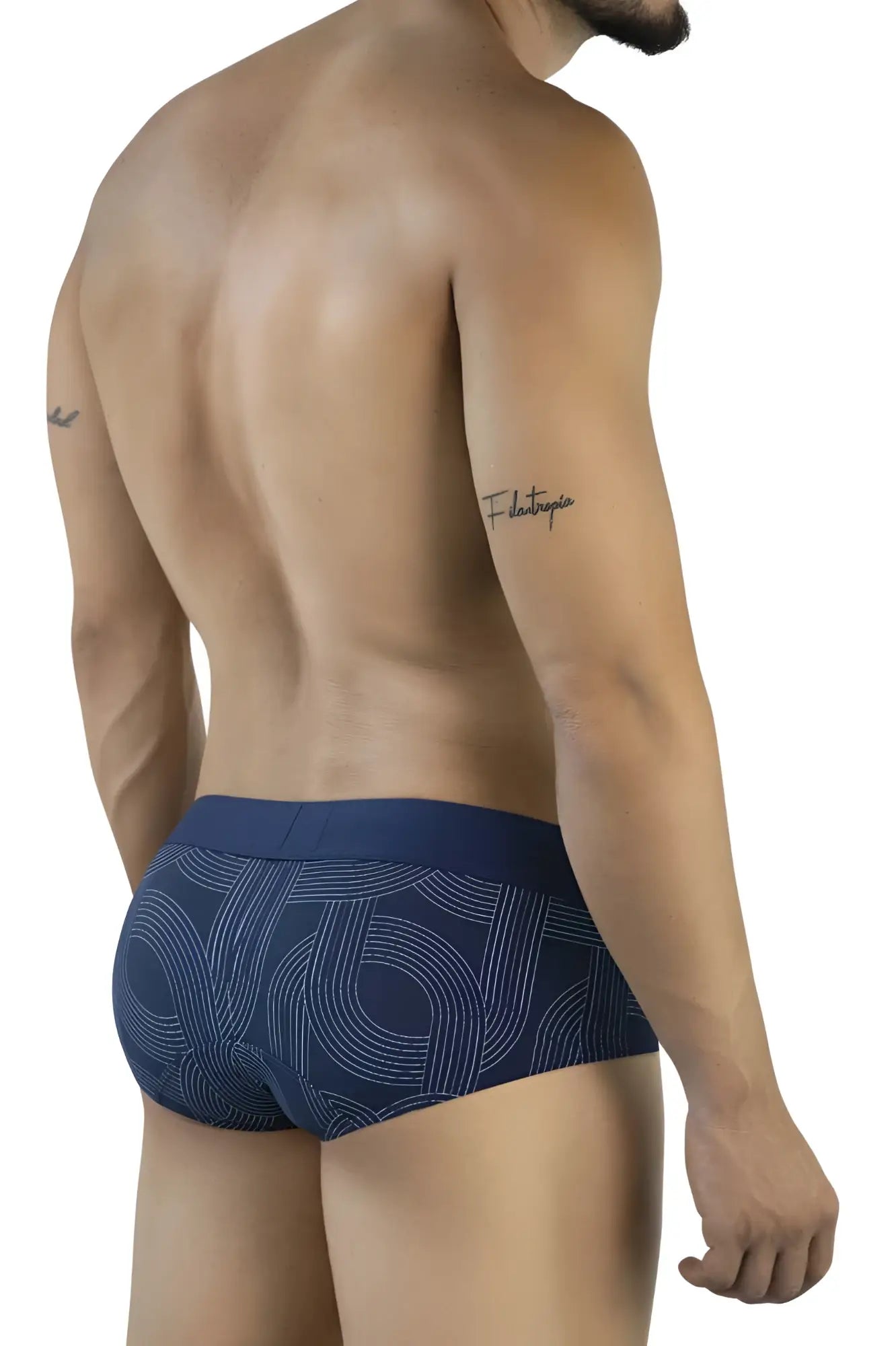 Navy briefs with white geometric line pattern Clever 2055 in dark blue color for comfortable everyday wear