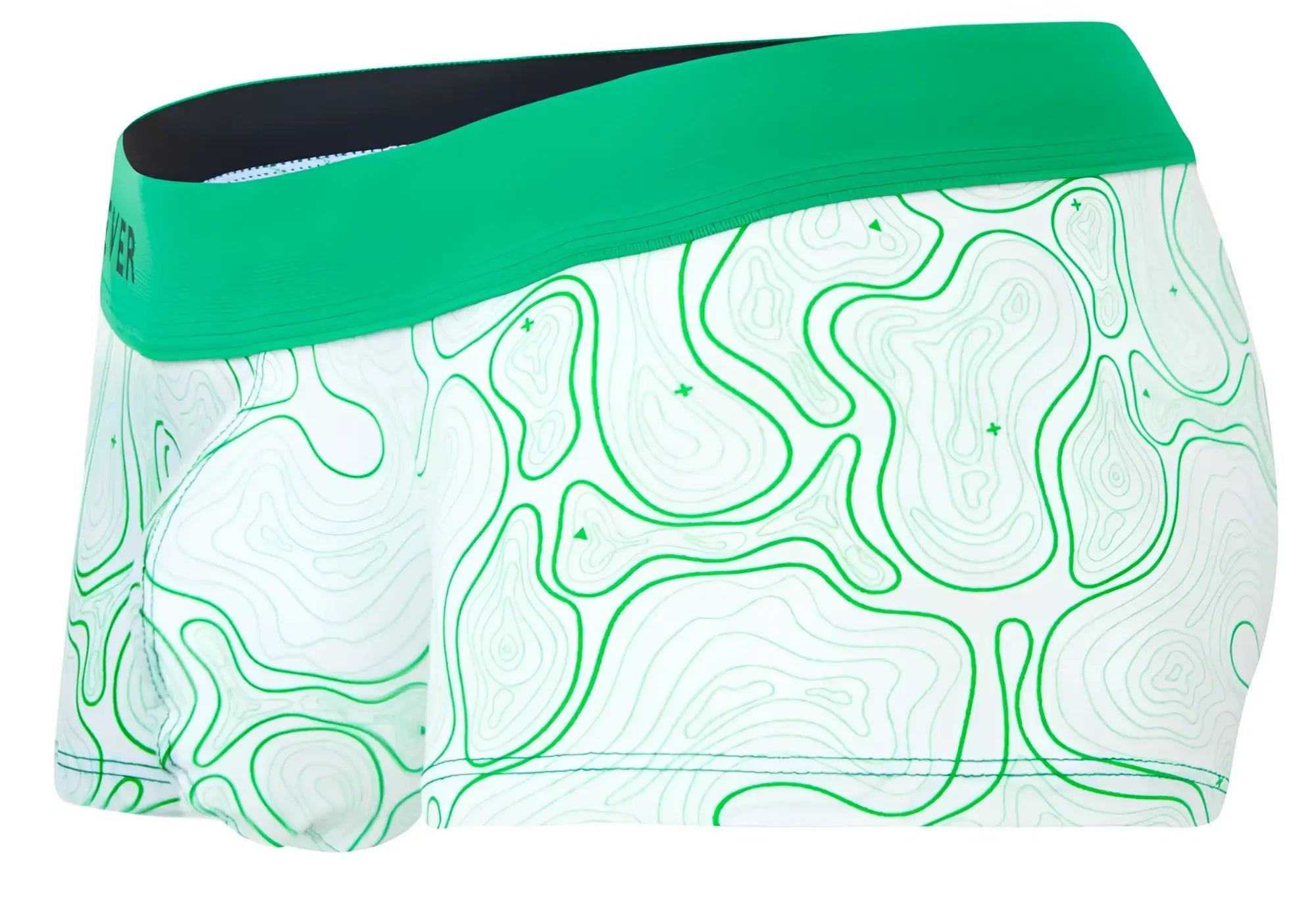 Green and white patterned clever 2056 maze trunks boxer briefs with bold green waistband for comfortable wear
