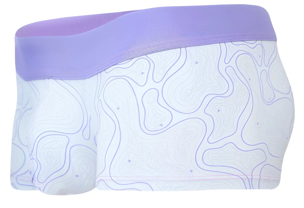 Lavender and white clever 2056 maze trunks briefs with topographic line pattern in lilac color for everyday wear