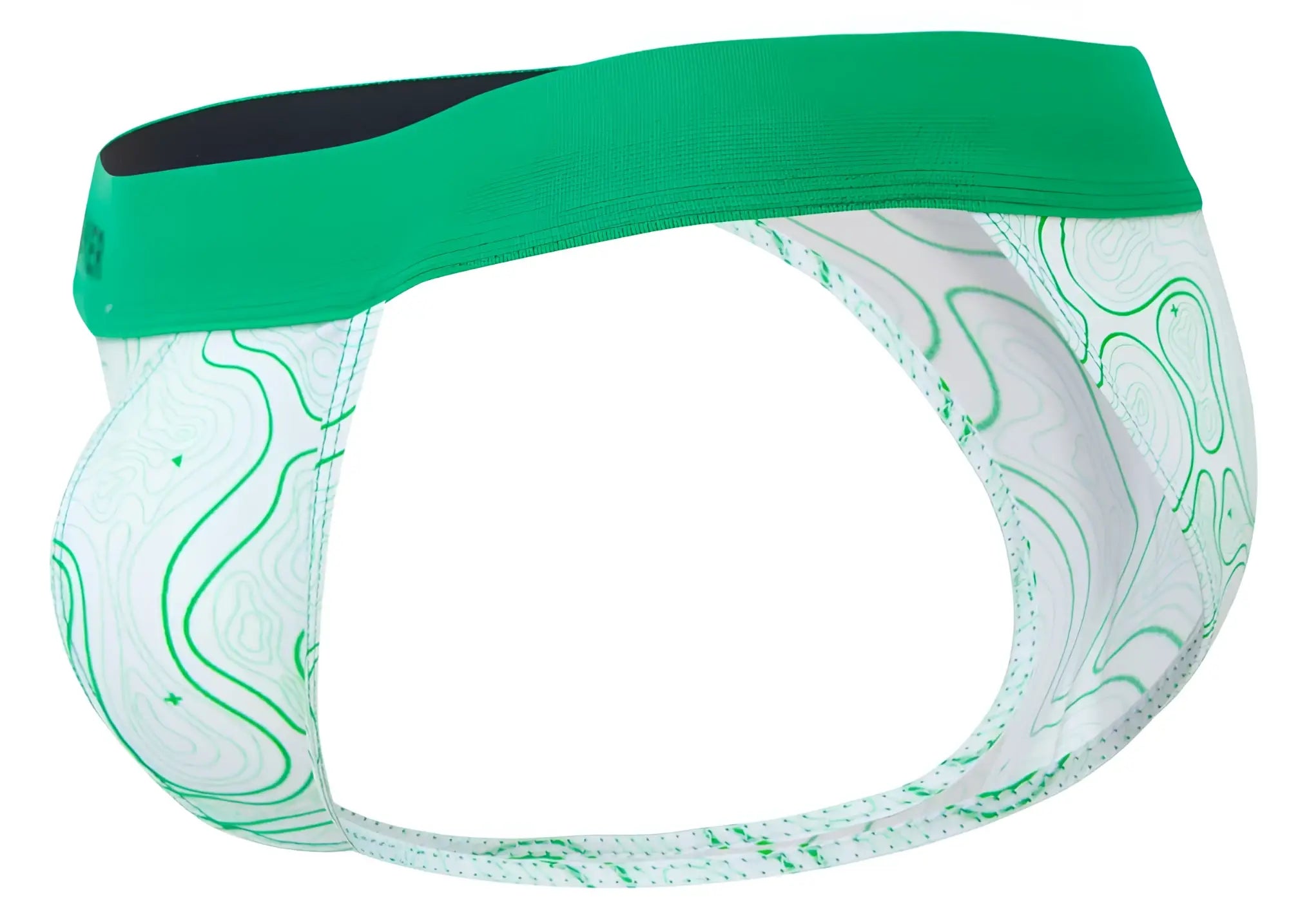 Clever 2057 maze bikini green men’s briefs with green and white pattern and solid green waistband