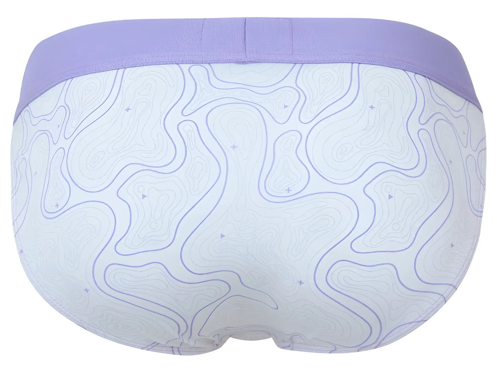 White briefs clever 2057 maze bikini color lilac with lavender waistband and subtle purple contour line pattern