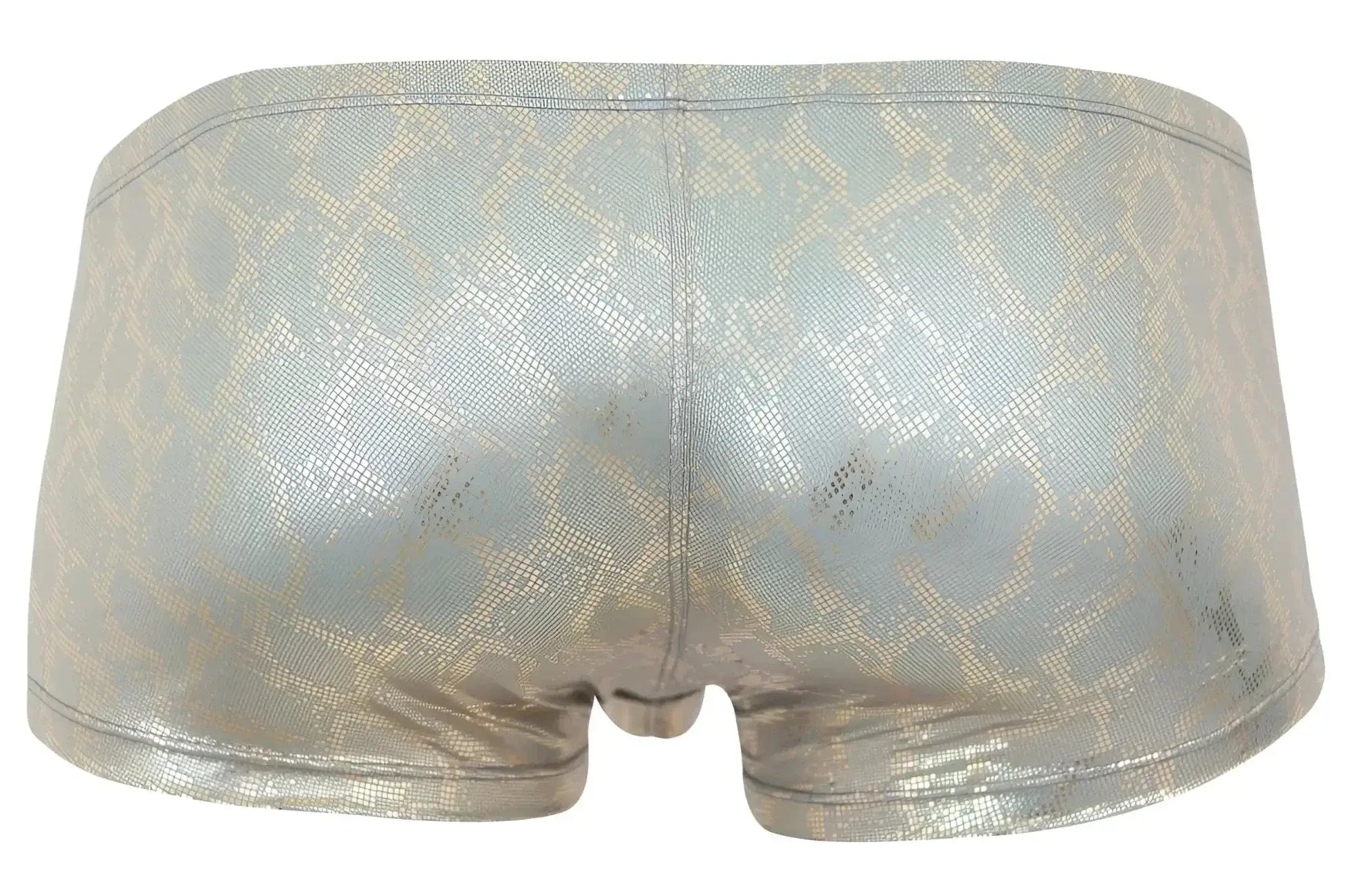 Shiny metallic silver briefs with a subtle gold snake-scale pattern clever 2061 diamond trunks color gold