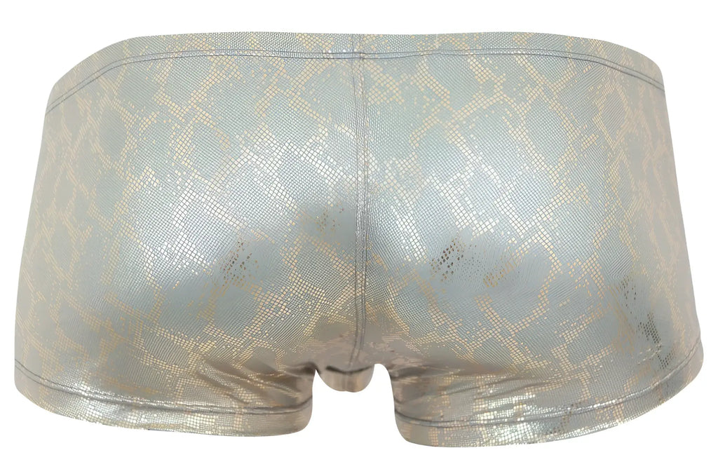Shiny metallic silver briefs with a subtle gold snake-scale pattern clever 2061 diamond trunks color gold