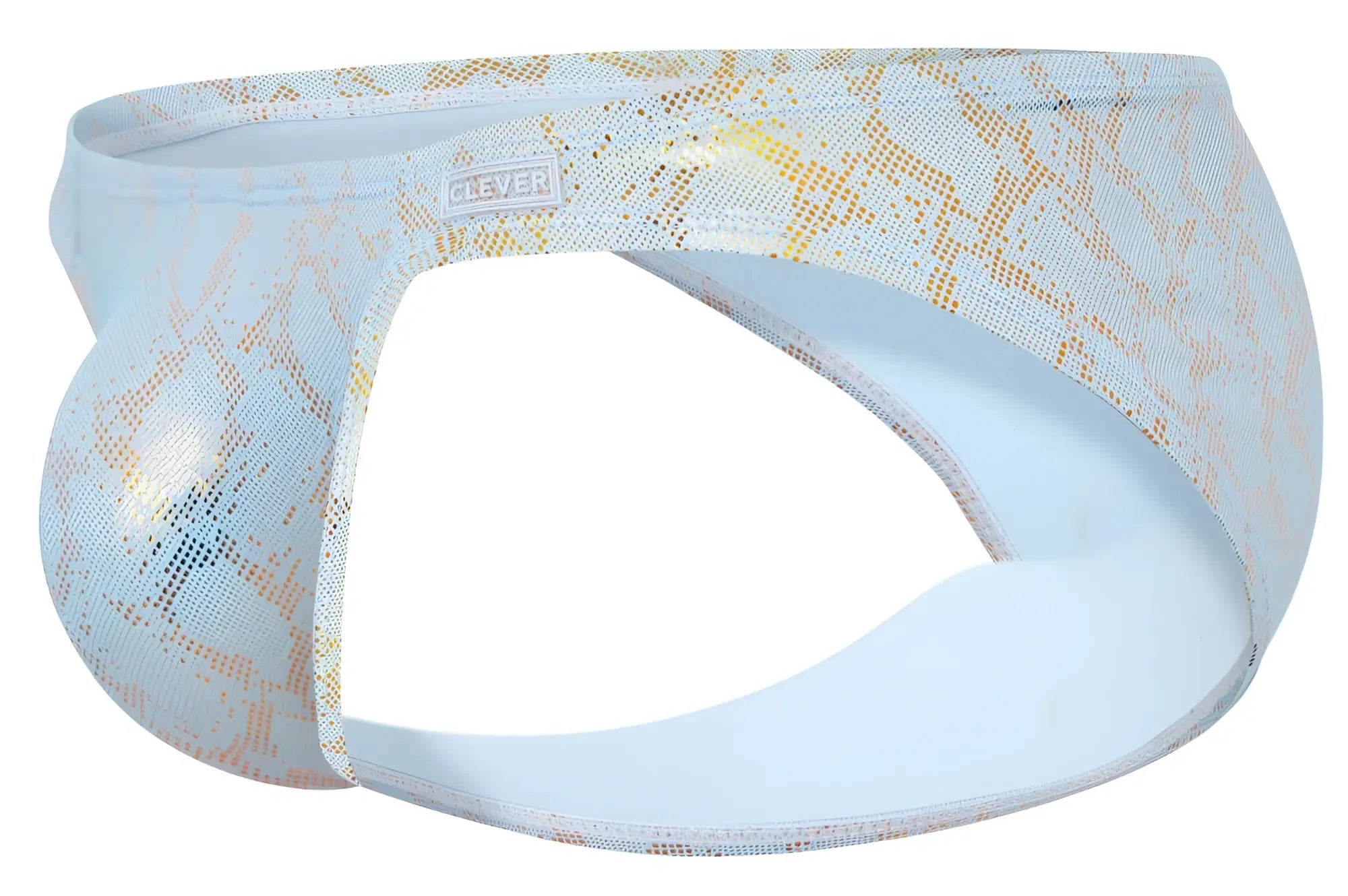 Light blue and gold snakeskin pattern clever 2062 diamond briefs with shiny stretchy fabric finish for men