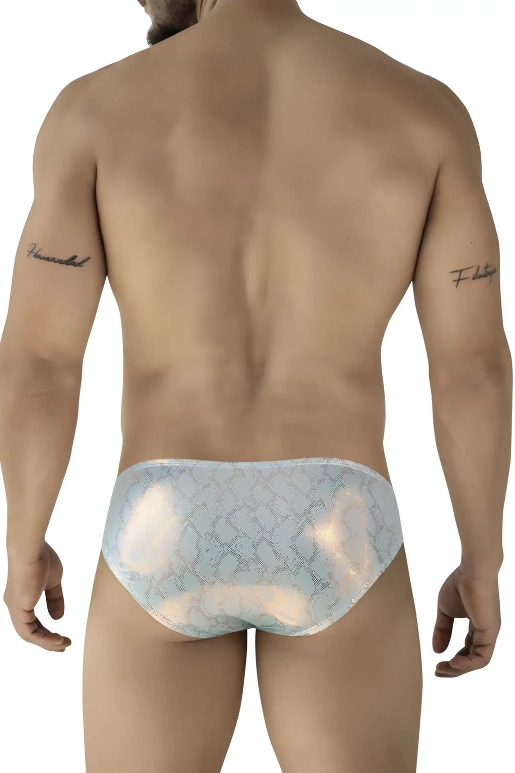 Light blue iridescent lace briefs with a subtle geometric pattern from Clever 2062 Diamond Briefs collection