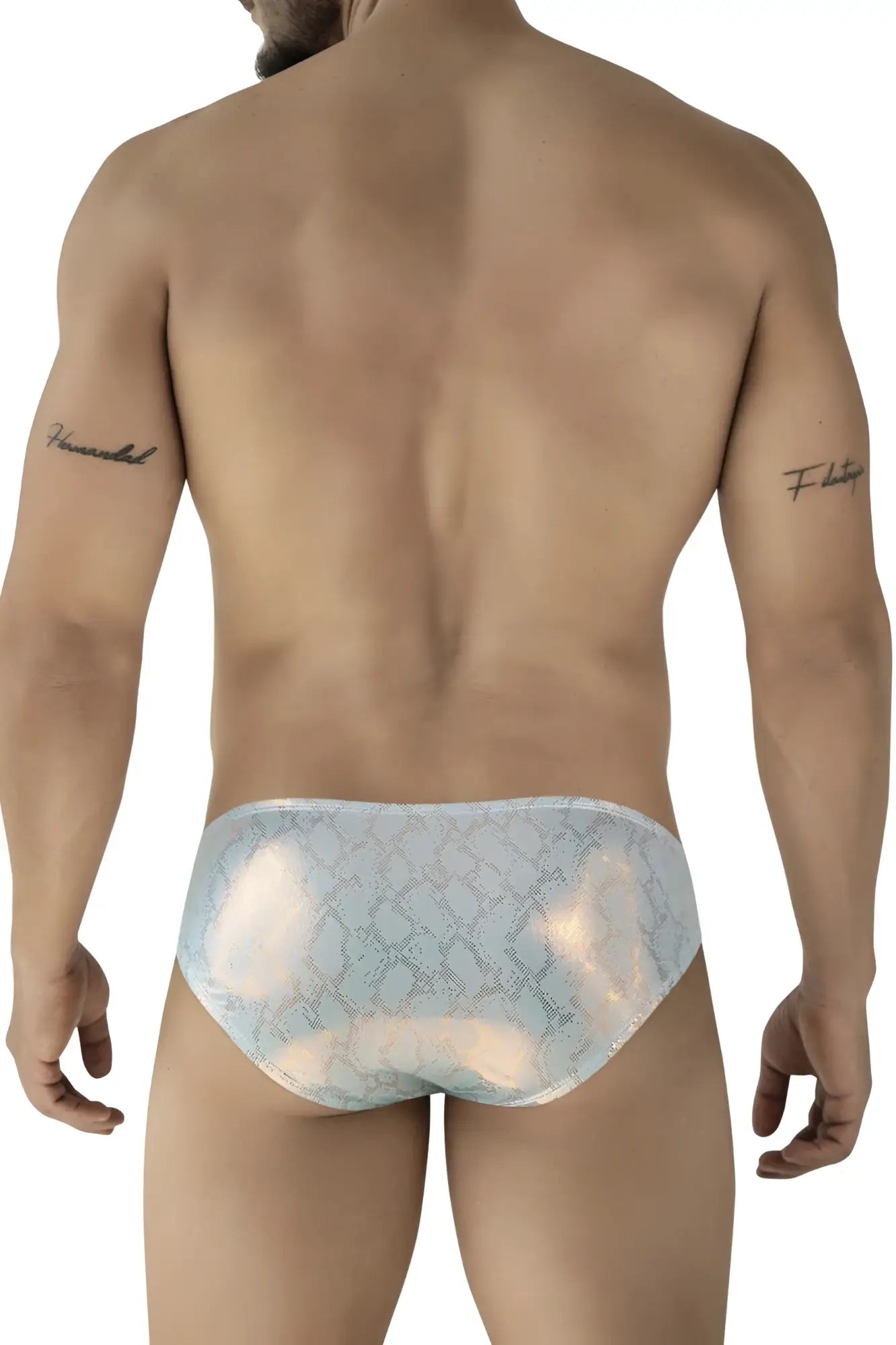 Light blue iridescent lace briefs with a subtle geometric pattern from Clever 2062 Diamond Briefs collection