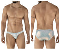 Light blue lace briefs clever 2062 diamond briefs with subtle scale-like pattern front view