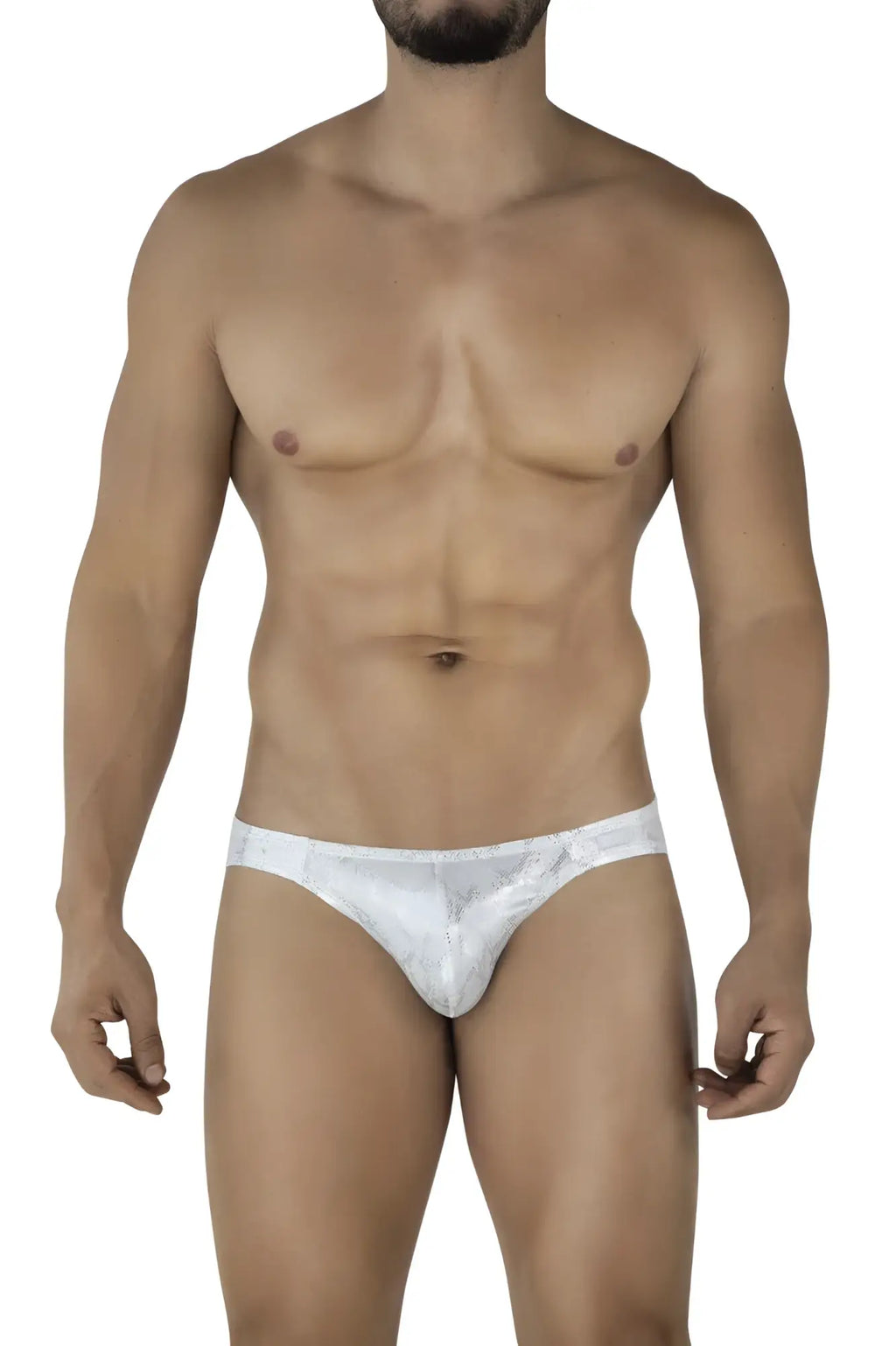 White lace-trimmed clever 2062 diamond briefs in silver with a subtle pattern and delicate lace detailing