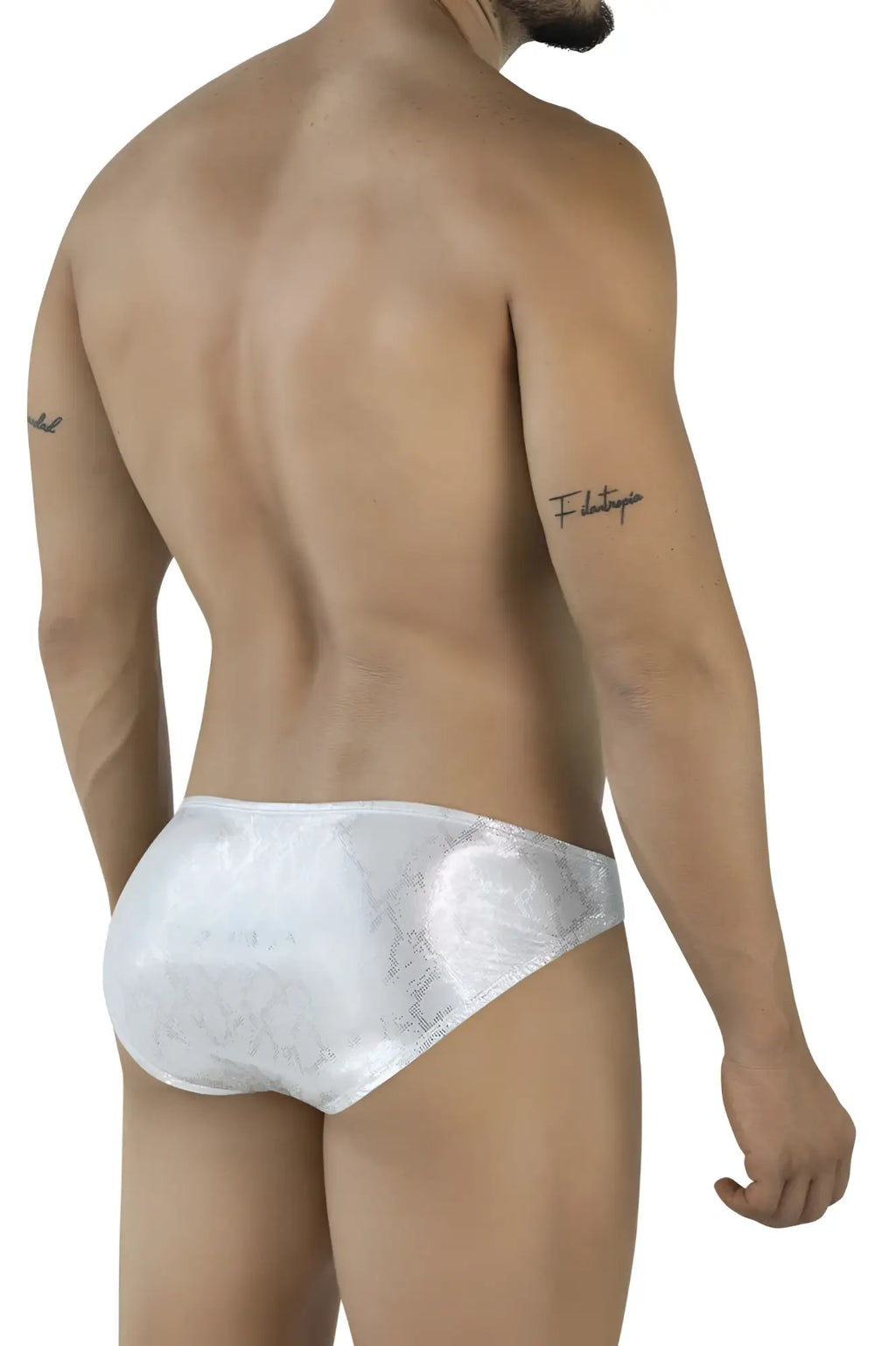 White lace-trimmed silver clever 2062 diamond briefs with subtle patterned design for comfortable wear