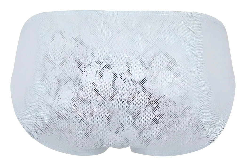 White lace clever 2062 diamond briefs in silver with subtle snake print pattern front view