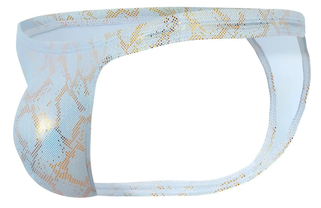 Light blue and gold snake-print mesh briefs clever 2063 diamond thongs providing stylish breathable comfort