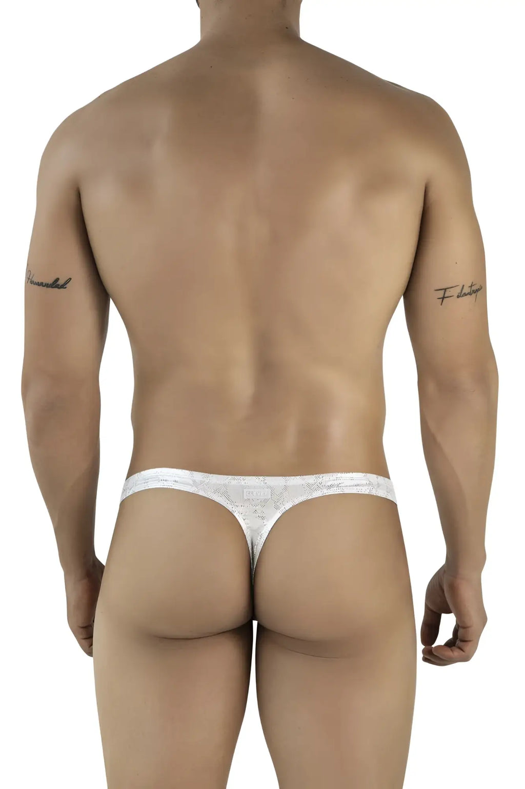 White lace clever 2063 diamond thong in silver with subtle pattern and thin supportive straps front view